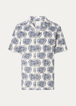 Les Deux Heren Dahlia regular fit overhemd in linnenblend met borduring in de kleur Blauw, maat: XXL