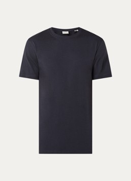 Les Deux Heren Flower T-shirt met logo- en backprint in de kleur Donkerblauw, maat: S
