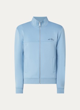 Les Deux Heren Sweatvest met logo en steekzakken in de kleur Blauwgrijs, maat: XL