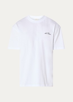 Les Deux Heren T-shirt met logoborduring in de kleur Wit, maat: S