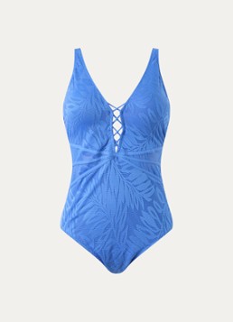 Gottex Dames Voorgevormd badpak met borduring en vulling in de kleur Blauw, maat: 42
