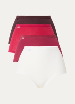 Sloggi Dames Basic Comfort high waisted slip in 4-pack in de kleur Rood, maat: 46