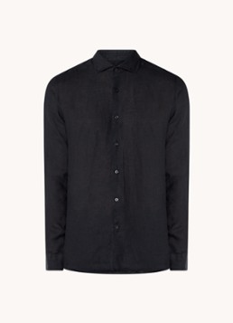 Reiss Heren Ruban regular fit overhemd van linnen in de kleur Zwart