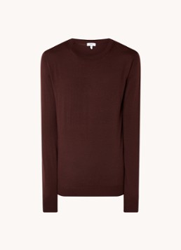 Reiss Heren Wessex fijngebreide pullover van merino wol in de kleur Bordeauxrood