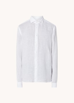 Reiss Heren Ruban regular fit overhemd van linnen in de kleur Wit