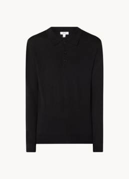 Reiss Heren Trafford fijngebreide regular fit polo van wol in de kleur Zwart