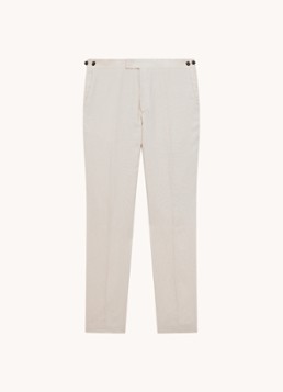 Reiss Heren Kin slim fit pantalon van linnen met steekzakken in de kleur Stone / Beige