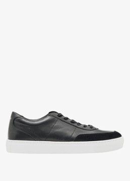 Reiss Heren Finton sneaker van leer met suède details in de kleur Zwart