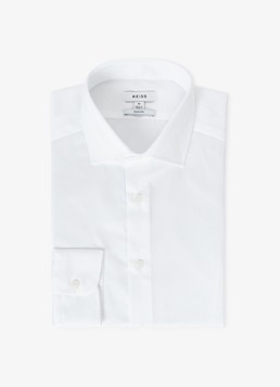 Reiss Heren Remote slim fit overhemd met cut-away kraag in de kleur Wit
