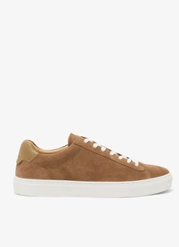 Reiss Heren Finley sneaker van kalfssuède in de kleur Camel
