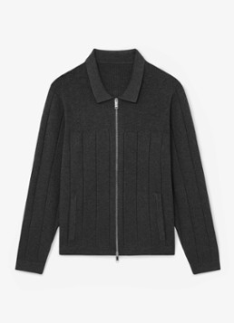 Reiss Heren Cassius fijngebreid vest met rits in de kleur Donkergrijs