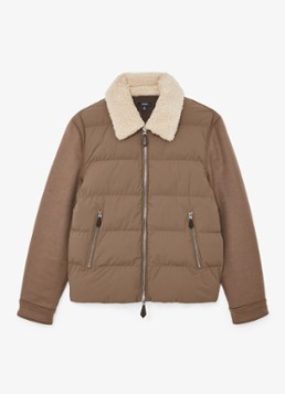 Reiss Heren MAXIMUS Wool-Sleeve Quilted Puffer Jacket in de kleur Bruin