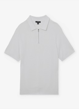 Reiss Heren ESTATE Textured-Knit Half-Zip Polo Shirt in de kleur Wit