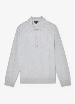 Reiss Heren Dillighan fijngebreide trui met polokraag in de kleur Soft Grey / Grijs