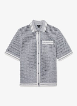Reiss Heren Meadows overhemd van chrochet in de kleur Blauwgrijs