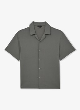 Reiss Heren CEDRIC Textured Cuban-Collar Shirt in de kleur Groen