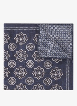 Reiss Heren Gian pochet van zijde met grafische print in de kleur Donkerblauw