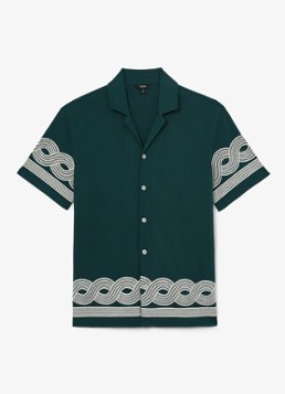 Reiss Heren Arden regular fit overhemd met borduring in de kleur Donkergroen