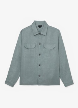 Reiss Heren Polasio overshirt van linnen met borstzakken in de kleur Blauwgrijs