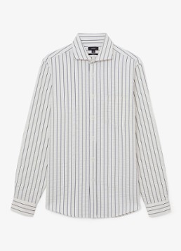 Reiss Heren Dupree regular fit overhemd met streepprint en borstzak in de kleur Wit