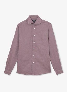 Reiss Heren Ruban regular fit overhemd van linnen in de kleur Paars