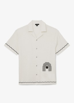 Reiss Heren Solano regular fit overhemd met borduring in de kleur Gebroken wit