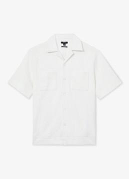 Reiss Heren Odessa regular fit overhemd met structuur in de kleur White / Wit