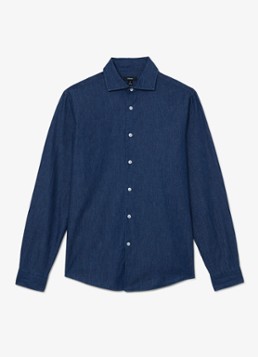 Reiss Heren Don slim fit overhemd van chambray in de kleur Dark Blue Wash / Blauw