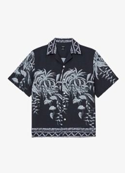 Reiss Heren Camino regular fit overhemd met print in de kleur Navy / Blauw