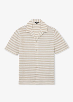 Reiss Heren Island grofgebreid regular fit overhemd met streepprint in de kleur Wit / Oatmeal