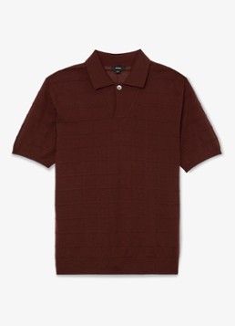 Reiss Heren Serval regular fit polo in wolblend met ruitdessin in de kleur Bordeaux / Rood