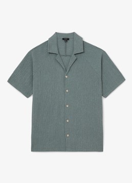 Reiss Heren Knox regular fit overhemd met structuur in de kleur Dark Sage / Groen