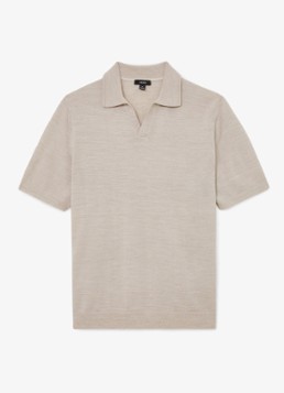Reiss Heren Regular fit polo met gemêleerd dessin in de kleur Beige