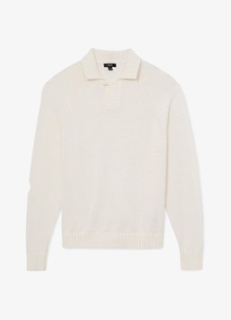 Reiss Heren Ashdown Cotton Open-Collar Polo Jumper in de kleur Wit