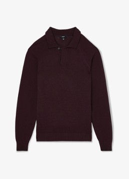 Reiss Heren Ashdown Cotton Open-Collar Polo Jumper in de kleur Bordeauxrood