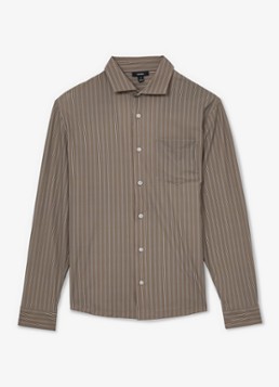 Reiss Heren Peake regular fit overhemd met streepprint in de kleur Taupe