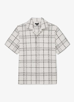 Reiss Heren Moran regular fit overhemd met ruitdessin in de kleur Wit
