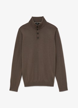 Reiss Heren Farnham pullover in merino wolblend met opstaande kraag in de kleur Bruin