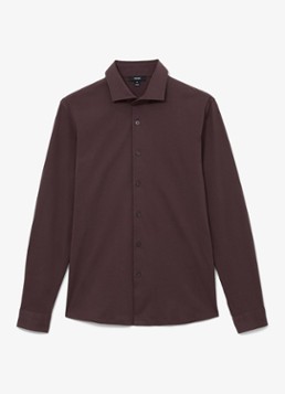 Reiss Heren DUKE Air-Water Cotton Slim-Fit Shirt in de kleur Cranberryrood