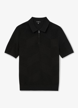 Reiss Heren Leigham regular fit polo met halve rits in de kleur Black / Zwart