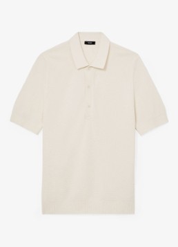 Reiss Heren Warren grofgebreide regular fit polo in de kleur Gebroken wit