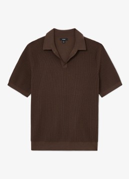 Reiss Heren Sailor regular fit polo met ribstructuur in de kleur Chocoladebruin