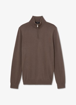 Reiss Heren Blackhall fijngebreide trui van merino wol in de kleur Bruin