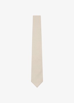 Reiss Heren Ovale stropdas van zijde met print in de kleur Gebroken wit