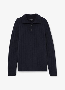Reiss Heren Littleton ribgebreide trui van wol in de kleur Navy / Blauw