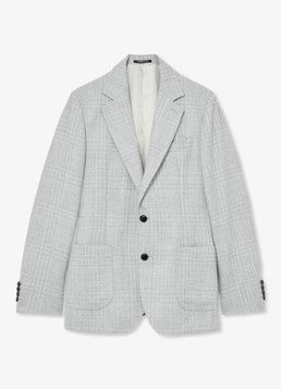 Reiss Heren Joe single-breasted blazer in wolblend met ruitdessin in de kleur Grey / Grijs