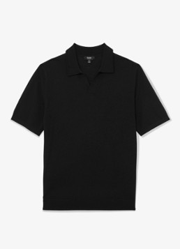 Reiss Heren Regular fit fijngebreide polo van wol in de kleur Black / Zwart