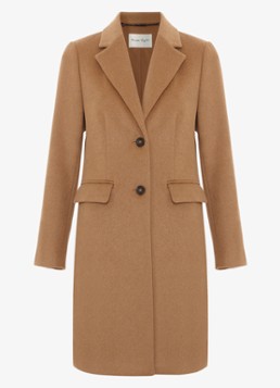 Phase Eight Dames Lydia mantel in wolblend in de kleur Camel