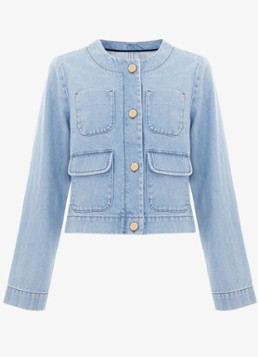 Phase Eight Dames Ripley cropped spijkerjas met klepzakken in de kleur Indigo