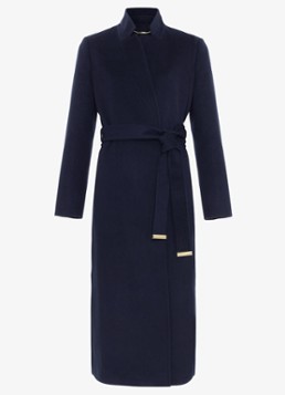 Phase Eight Dames Charlotte mantel in wolblend met strikceintuur in de kleur Donkerblauw